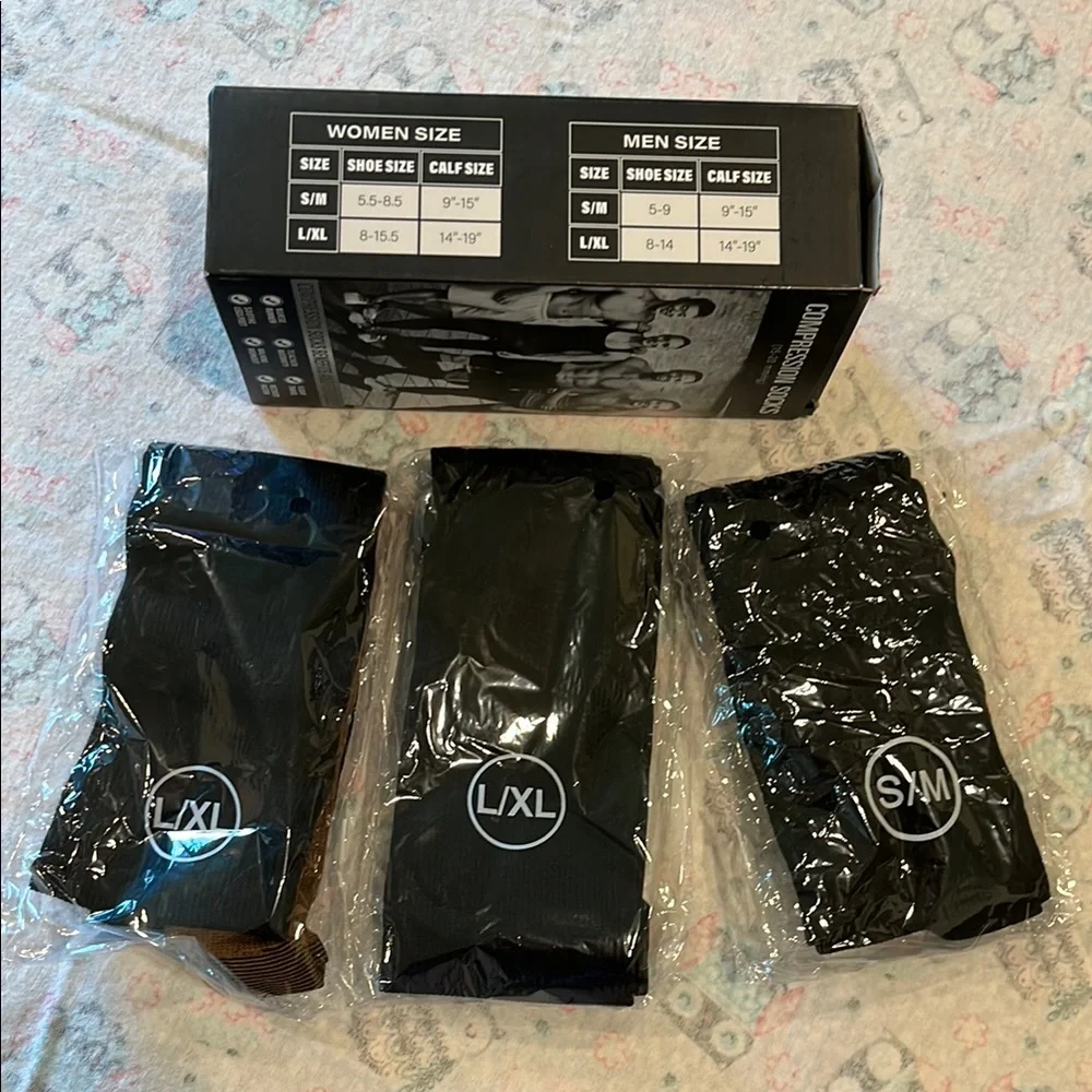 3 Pair Athletic Compression Socks for Enhanced Performance UNISEX